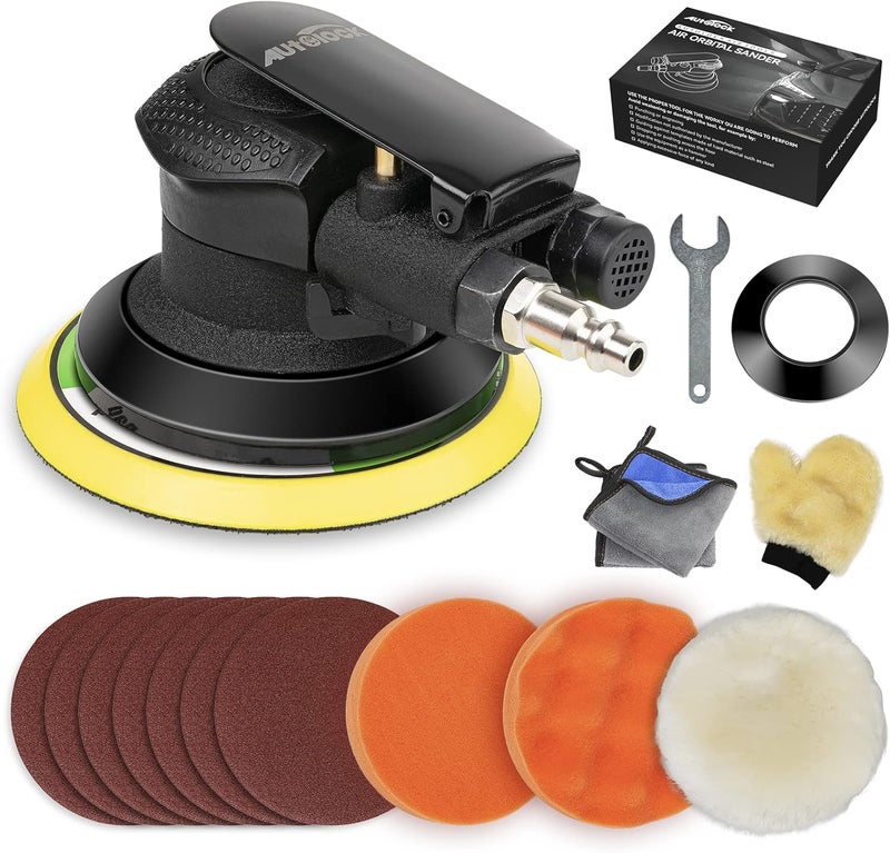 Autolock 5 Inche Air Random Orbital Sander, Pneumatic Palm Car Sander For Wood Polisher Metal, Auto Body Work, Da Sanders, Dual-action Sander - Image 1